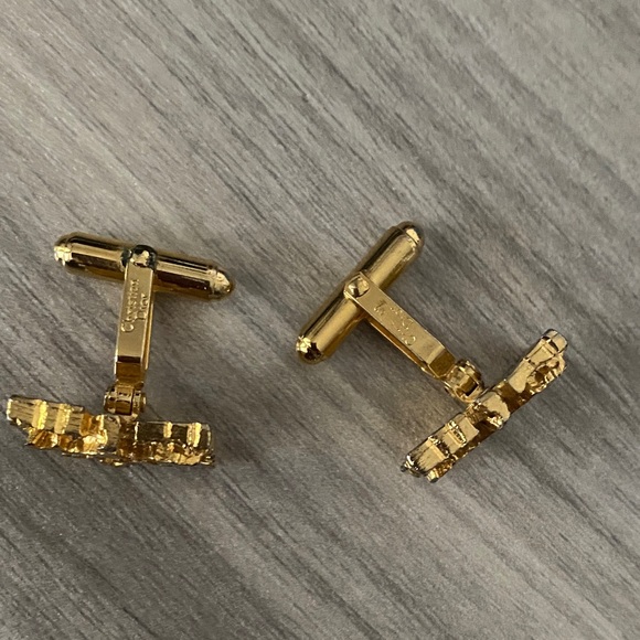 1980s Christian Dior Vintage Gold Tone Brutalist Nugget Cufflinks - Picture 4 of 4